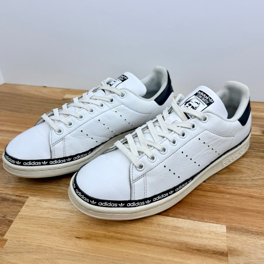 Adidas Stan Smith Womens White Black Logo Tape Sneakers Size 9